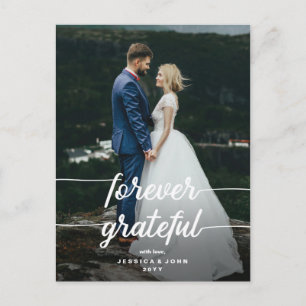 Carte Postale Mariage photo pour toujours Grateful Script Merci