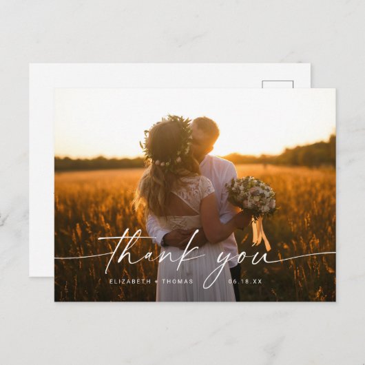 Carte postale Mariage photo Script (Devant / Derrière)