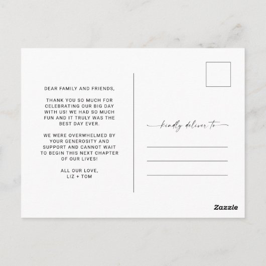 Carte postale Mariage photo Script (Dos)