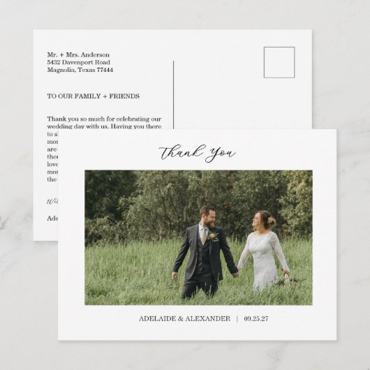Carte Postale Mariage Photo Script Moderne (Devant / Derrière)