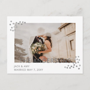 Carte Postale Mariage photo Silver Confetti