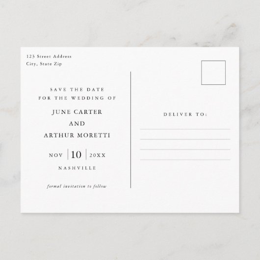 Carte Postale Mariage photo simple Enregistrer la date (Dos)