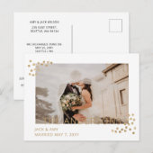 Carte Postale Mariage photo Simple Gold Confetti (Devant / Derrière)