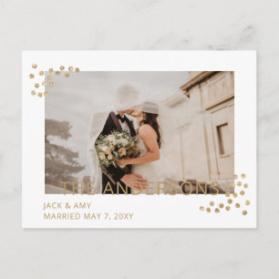 Carte Postale Mariage photo Simple Gold Confetti