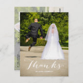 Carte postale Mariage photo simple Merci (Devant / Derrière)