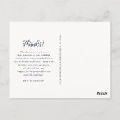 Carte Postale Mariage photo simple Merci bleu (Dos)