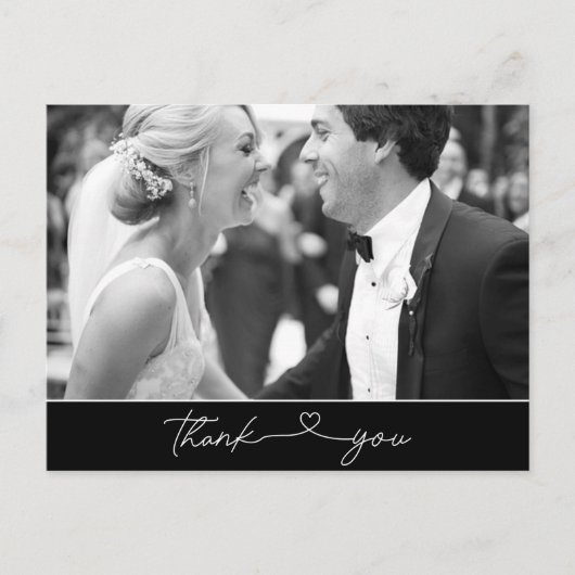 Carte Postale Mariage photo simple Merci Heart Script (Devant)
