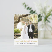 Carte Postale mariage photo vertical merci lettrage main (Debout devant)