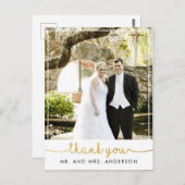 Carte Postale mariage photo vertical merci lettrage main (Devant / Derrière)