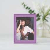 Carte Postale Mariage photo violet Enregistrer la date Invitatio (Debout devant)