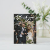 Carte Postale Mariage photo White Feminine Script (Debout devant)