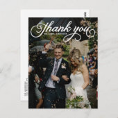 Carte Postale Mariage photo White Feminine Script (Devant / Derrière)