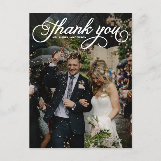 Carte Postale Mariage photo White Feminine Script (Devant)