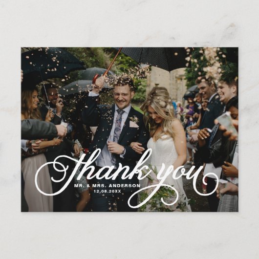 Carte Postale Mariage photo White Feminine Script (Devant)