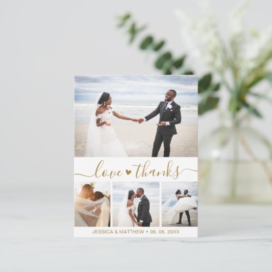 Carte postale Mariage Pic Script Budget Gold (Debout devant)