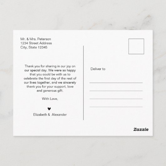 Carte postale Mariage Pic Script Budget Gold (Dos)