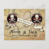 Carte Postale Mariage Pirate "Enregistrer La Date" (Devant)