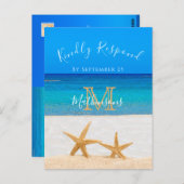 Carte Postale Mariage plage 2 Starfish dans le sable (Devant / Derrière)