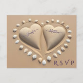 Carte Postale Mariage plage RSVP- Coeurs de sable (Devant)