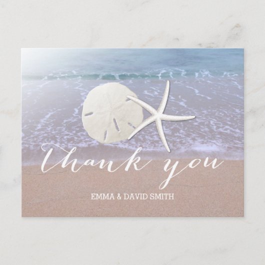 Carte Postale Mariage plage Starfish & Sand Dollar Merci (Devant)