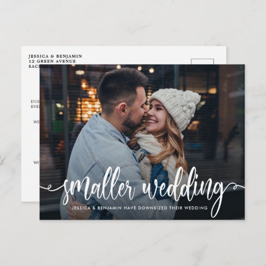 Carte Postale Mariage plus petit | Faire-part de mise à jour Mar (Devant / Derrière)