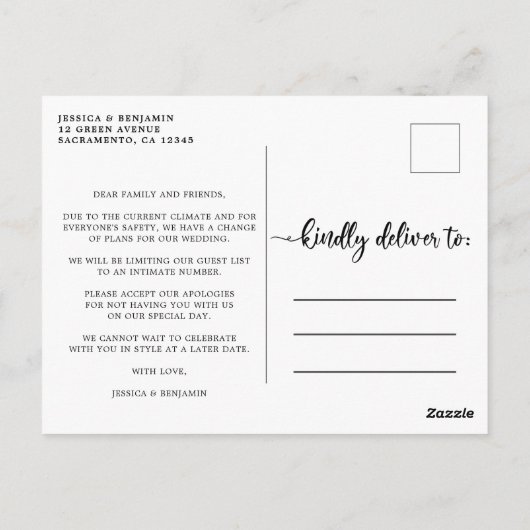 Carte Postale Mariage plus petit | Faire-part de mise à jour Mar (Dos)