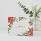 Carte Postale Mariage Poinsettia Rouge Feuillage Vert (Debout devant)