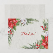 Carte Postale Mariage Poinsettia Rouge Feuillage Vert (Devant / Derrière)