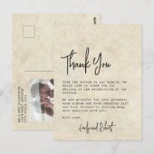 Carte Postale Mariage Remerciement Photo Typographie Élégante Bu (Devant / Derrière)