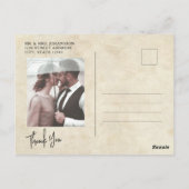 Carte Postale Mariage Remerciement Photo Typographie Élégante Bu (Dos)