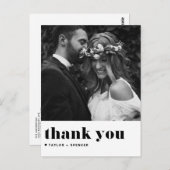 Carte Postale Mariage Remerciement Typographie Gras Rétro Noir (Devant / Derrière)