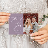 Carte Postale Mariage Remerciements Élégant Script Chic Violet P