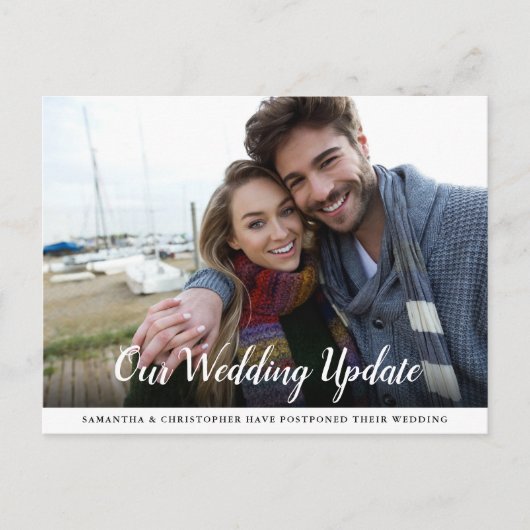 Carte Postale Mariage reporté avec calligraphie photo (Devant)