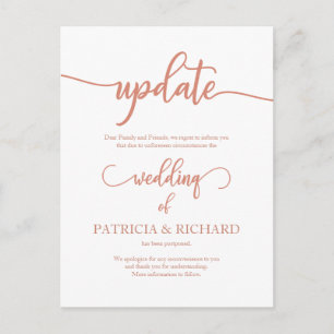 Carte Postale Mariage reporté Date Faire-part or Rose