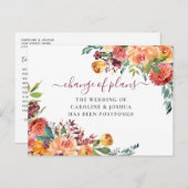 Carte Postale Mariage reporté Fleurs d'automne Changement de dat (Devant / Derrière)