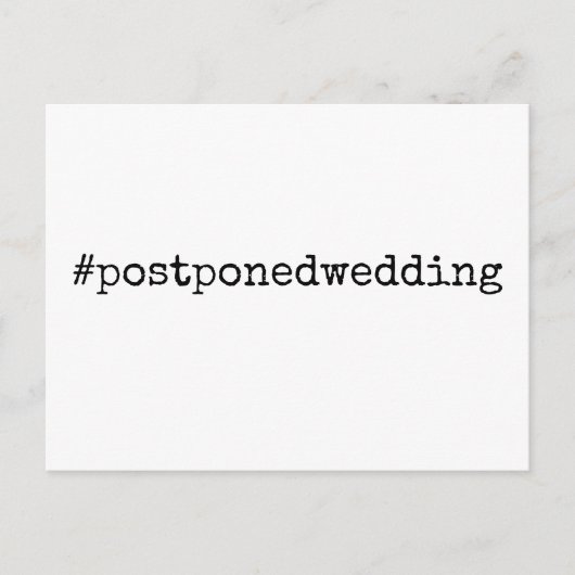 Carte Postale Mariage reporté simple en noir et blanc (Devant)