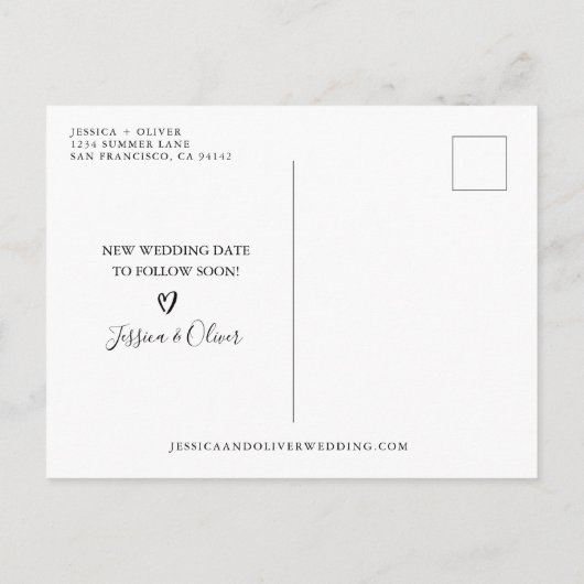 Carte postale Mariage reportée sur la plage (Dos)