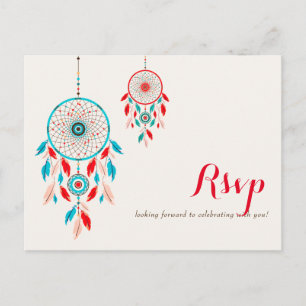 Carte Postale Mariage Rêveur de Plumes Tribal Bohème