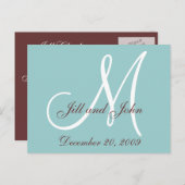 Carte postale mariage Robin Oeuf Bleu Brown (Devant / Derrière)