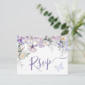 Carte Postale Mariage romantique violet lunaire blanc RSVP (Debout devant)