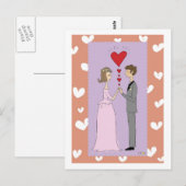 Carte postale mariage rose (Devant / Derrière)