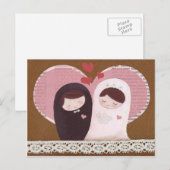 Carte postale Mariage (rose/Brown) (Devant / Derrière)