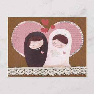 Carte postale Mariage (rose/Brown)