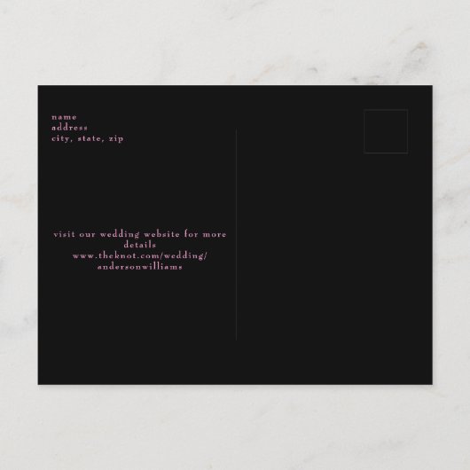 Carte Postale Mariage rose Chaud Simple Et Moderne Enregistrer L (Dos)