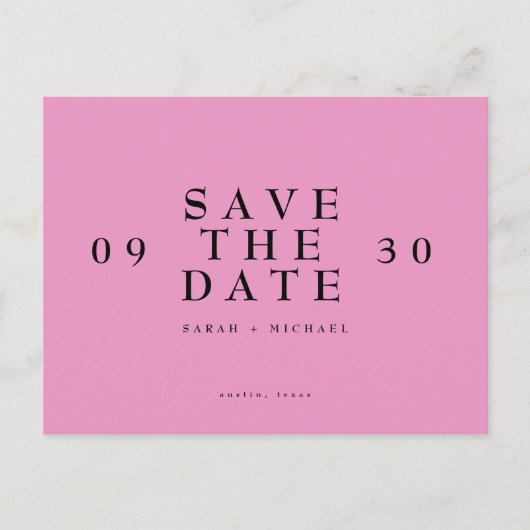 Carte Postale Mariage rose Chaud Simple Et Moderne Enregistrer L (Devant)
