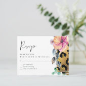 Carte Postale Mariage Rose Doré Imprimé Léopard Bling Girly Glam (Debout devant)