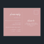 Carte Postale Mariage Rose minimaliste Dusty | Choix de repas RS<br><div class="desc">Ces cartes postales élégantes et minimalistes de réponse mariage sont dotées d'une typographie de script moderne et d'un texte sans serif épuré, pour un rose et un design blanc poussiéreux, simple et élégant. Il y a de la place pour ajouter à vos invités des options pour le choix de repas...</div>
