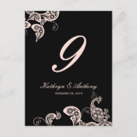Mariage rose Peacock Floral Paisley Numéro de tabl
