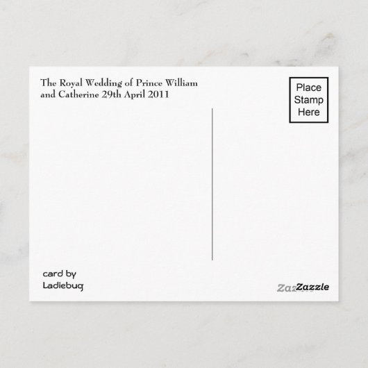 Carte Postale Mariage royal (Dos)