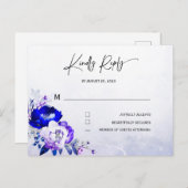 Carte Postale Mariage Royal bleu et violet RSVP (Devant / Derrière)